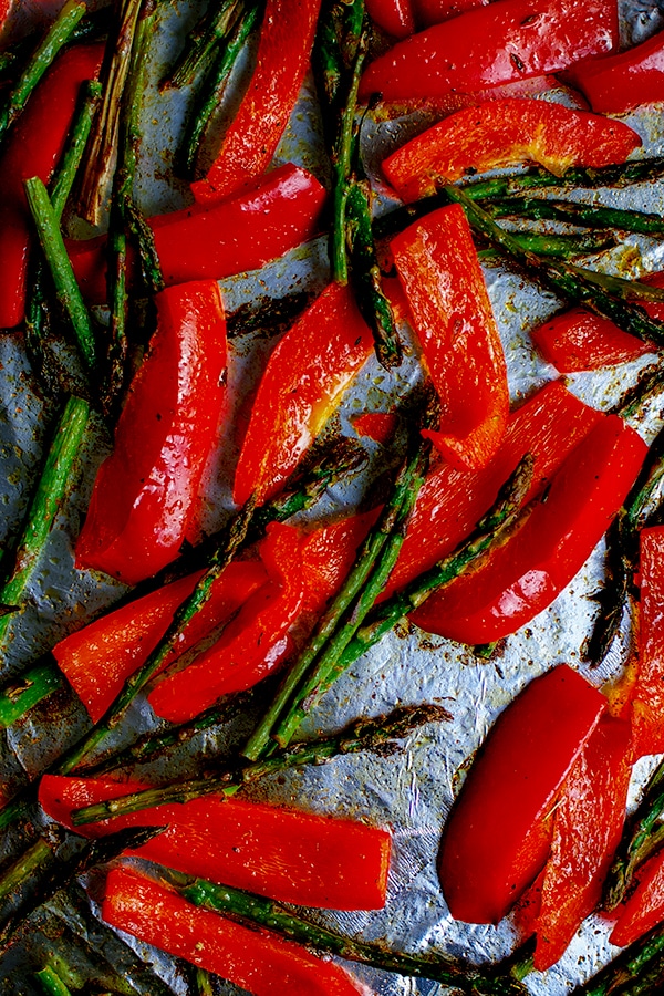 Cajun Roasted Red Bell Peppers and Asparagus