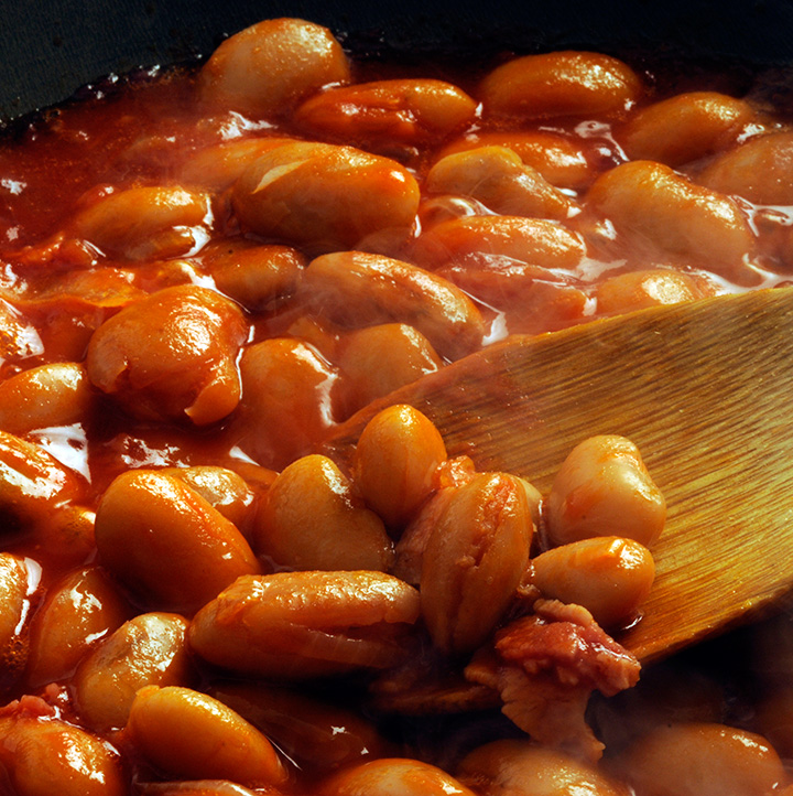 Beans cooked in a slow cooker