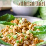 Chicken lettuce wraps with roasted peanuts.