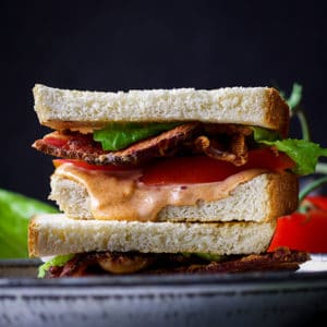 A perfect BLT sandwich with special sauce.