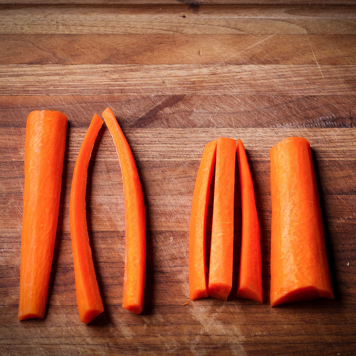 How to cut carrots before roasting them.