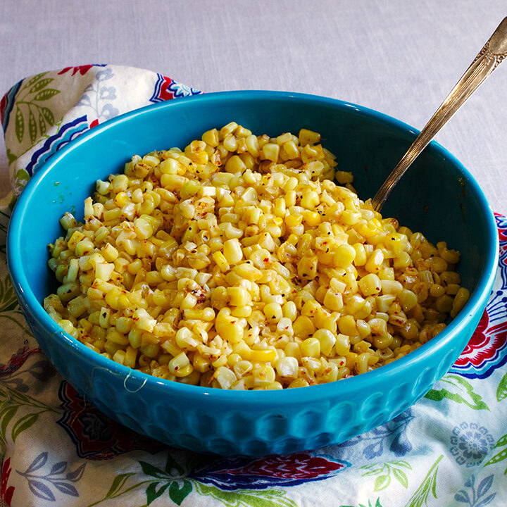 A bowl of simple oven roasted corn