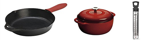 Cast iron skillet, dutch oven, deep fry thermometer
