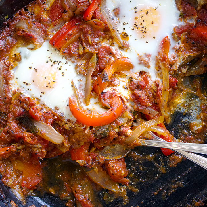 Chachouka - North African Pepper and Tomato Stew with Eggs