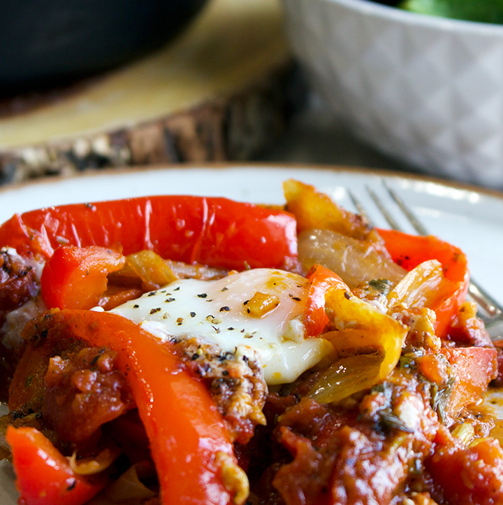 Chachouka - North African Pepper and Tomato Stew with Eggs