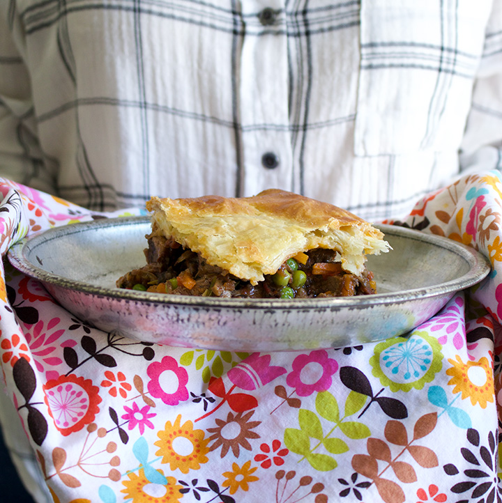 Braised Beef Pot Pie with a Puff Pastry Crust