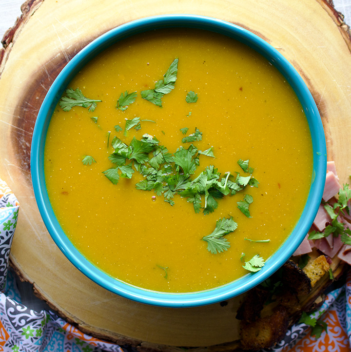 Butternut Squash Soup with Brown Butter, Sage, and Ham