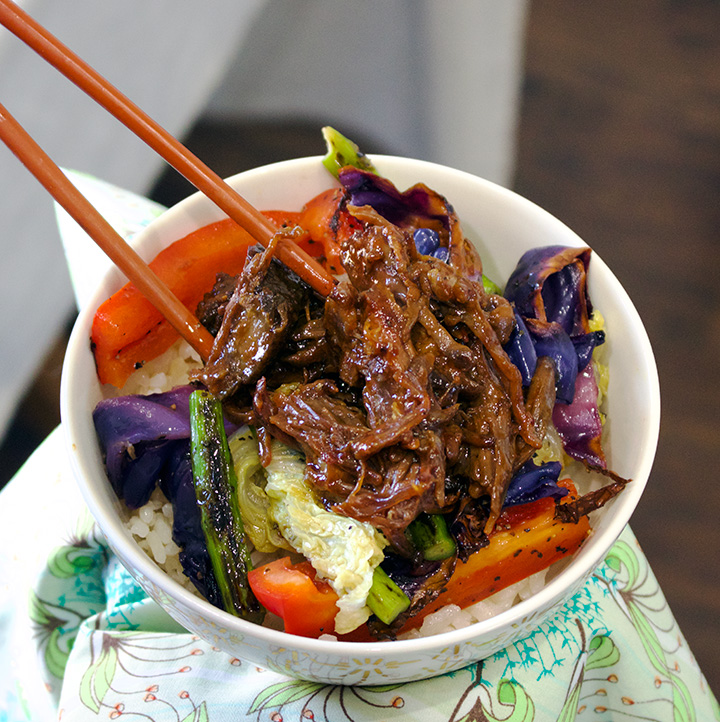 Asian Slow Cooker Short Ribs, Vegetables, and Rice