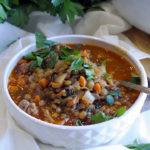 Spanish Style Sausage and Lentil Soup with Kale