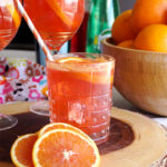 A glass of Aperol Spritz cocktail.