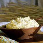 A bowl of cream cheese mashed potatoes made with Yukon Gold potatoes