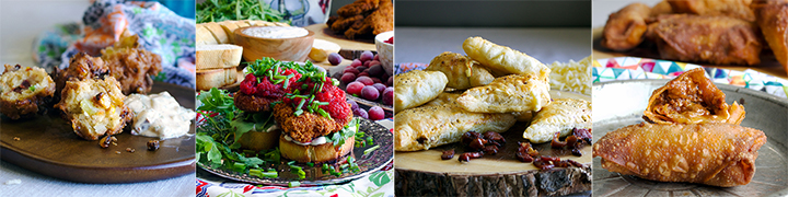 More popular appetizer recipes: Coconut Corn Fritters with Chipotle Cilantro Sauce, Fried Chicken Sandwiches with Spicy Cranberry Relish, Cheese, Bacon, Date, and Chipotle Turnovers, Cheesy Sloppy Joe Egg Rolls