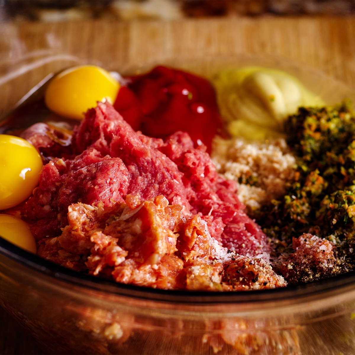 All the ingredients you need to make classic meatloaf with Italian sausage.