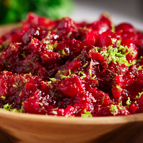 A bowl of chili spiked cranberry sauce.