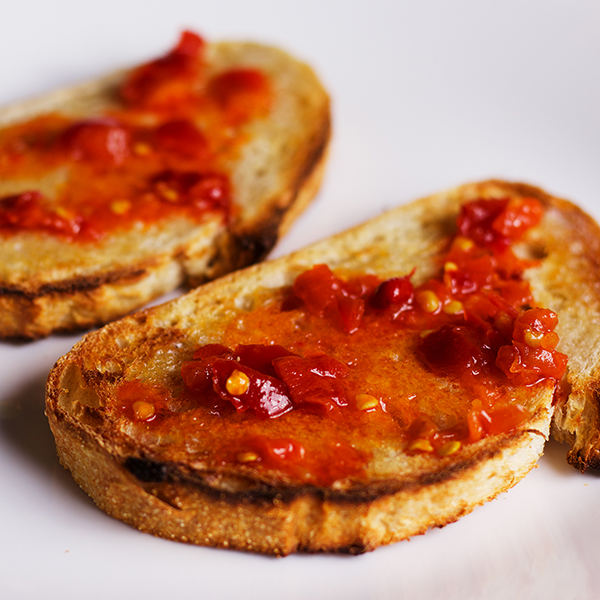 Calabrian peppers spread on toast.