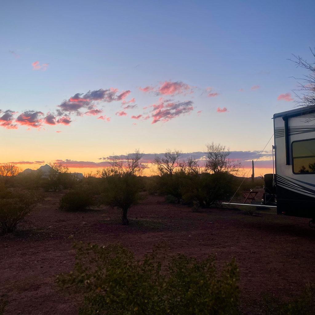 A beautiful Arizona sunset in Ironwood National Monument.