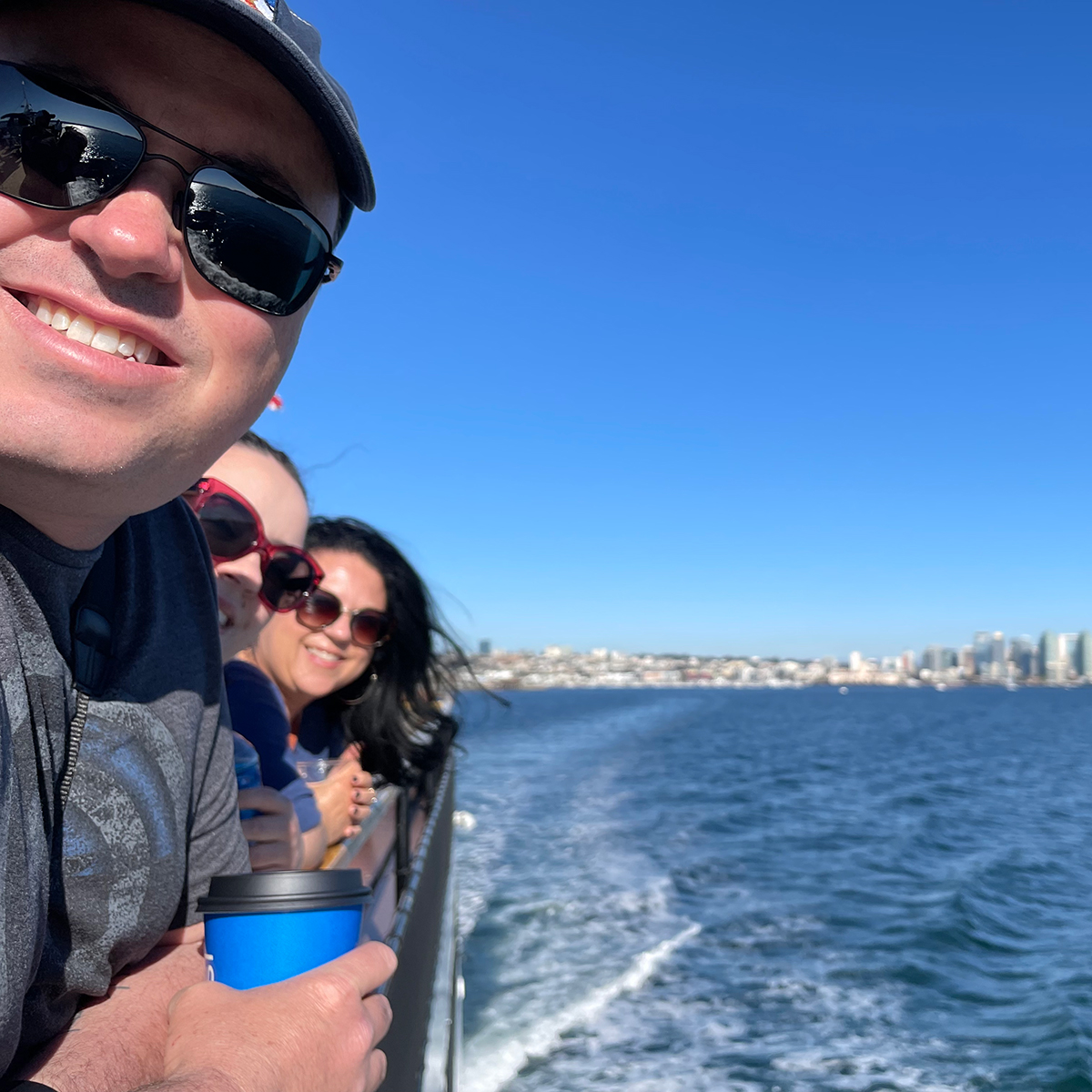 Steve and Rebecca Blackwell and their daughter Kate on a boat tour of San Diego.