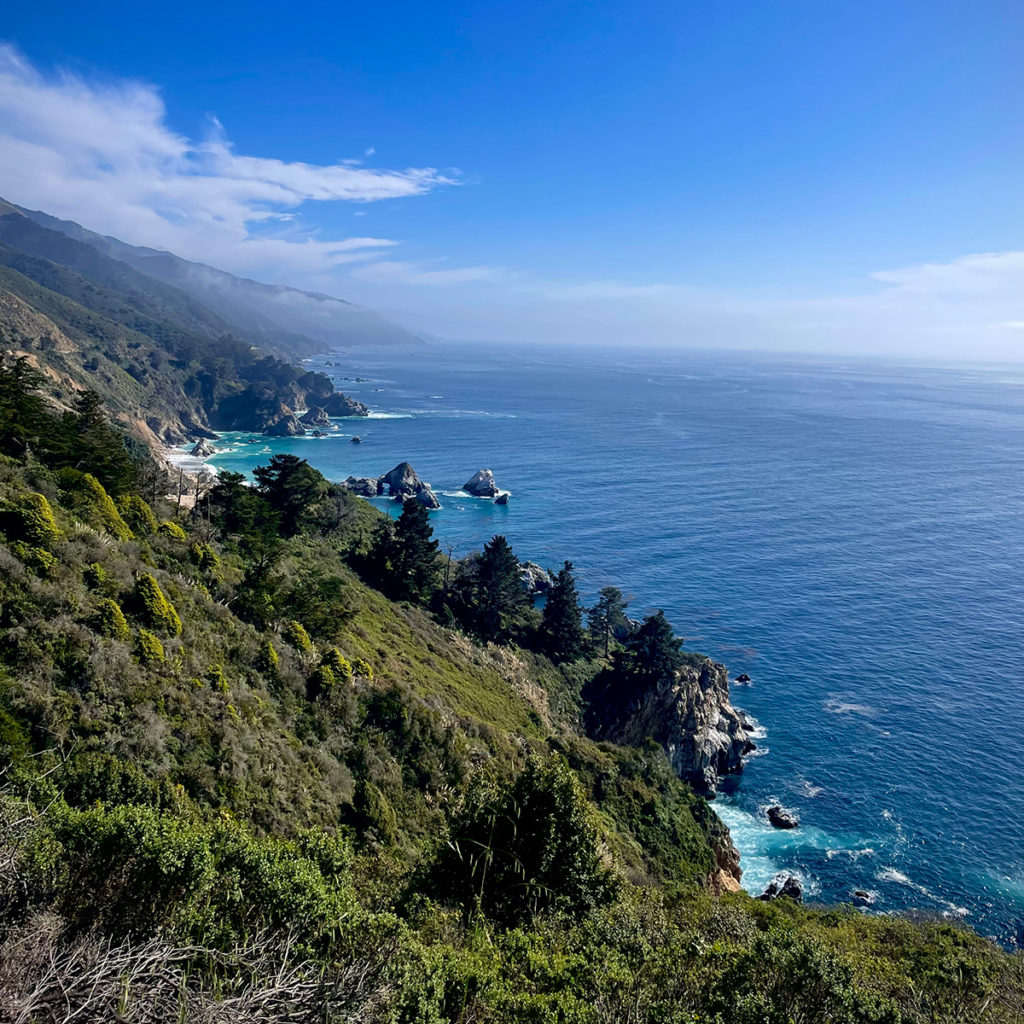 Looking out over the ocean from the California coast near Big Sur.