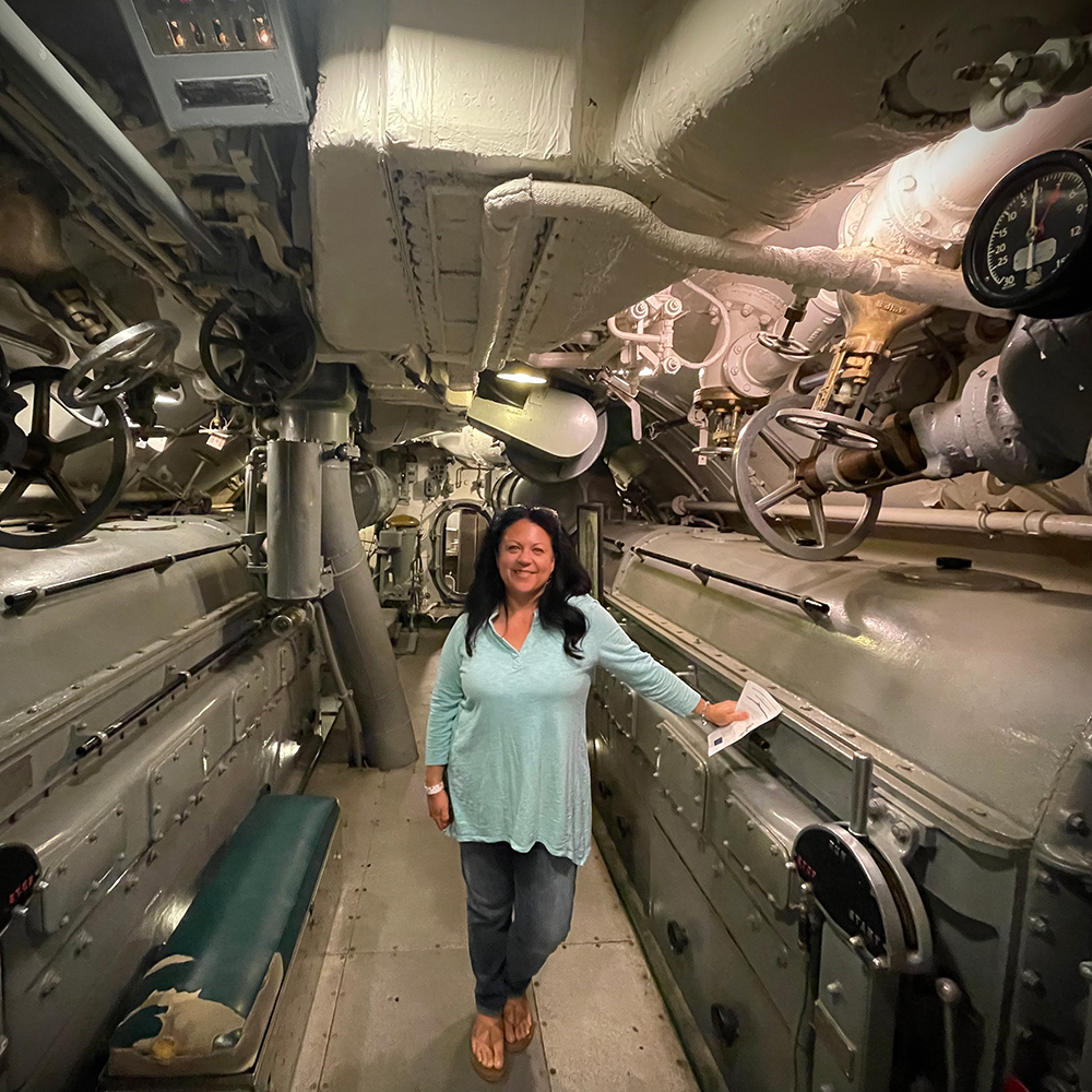Rebecca inside the USS Silversides in Muskegon, MI.