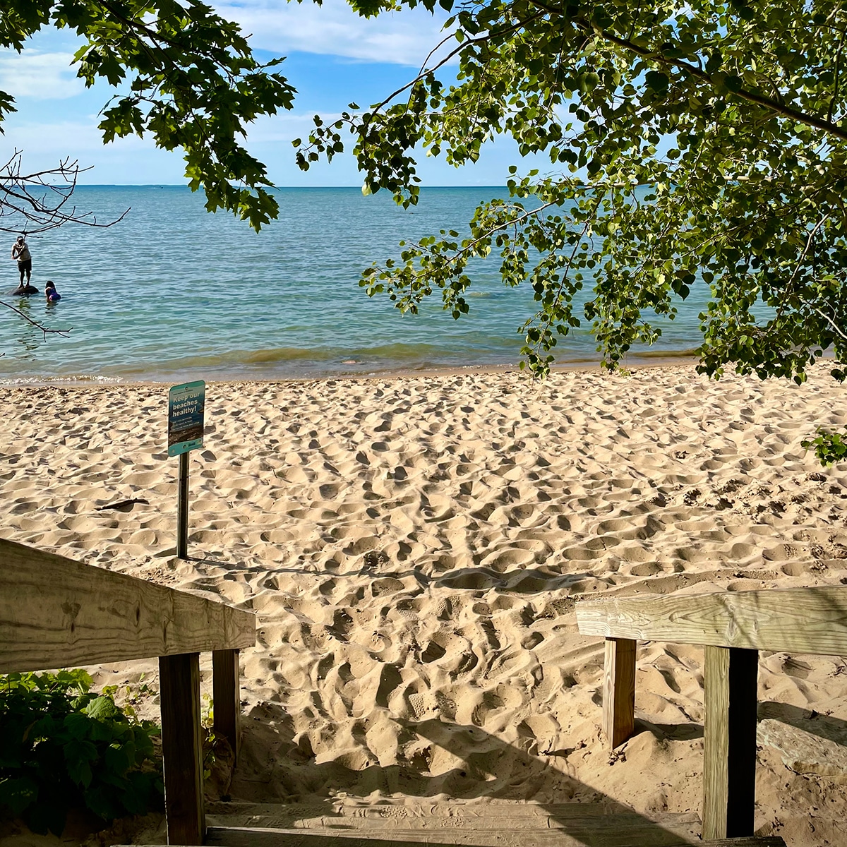 The beach at Old Mission Point lighthouse in Michigan.