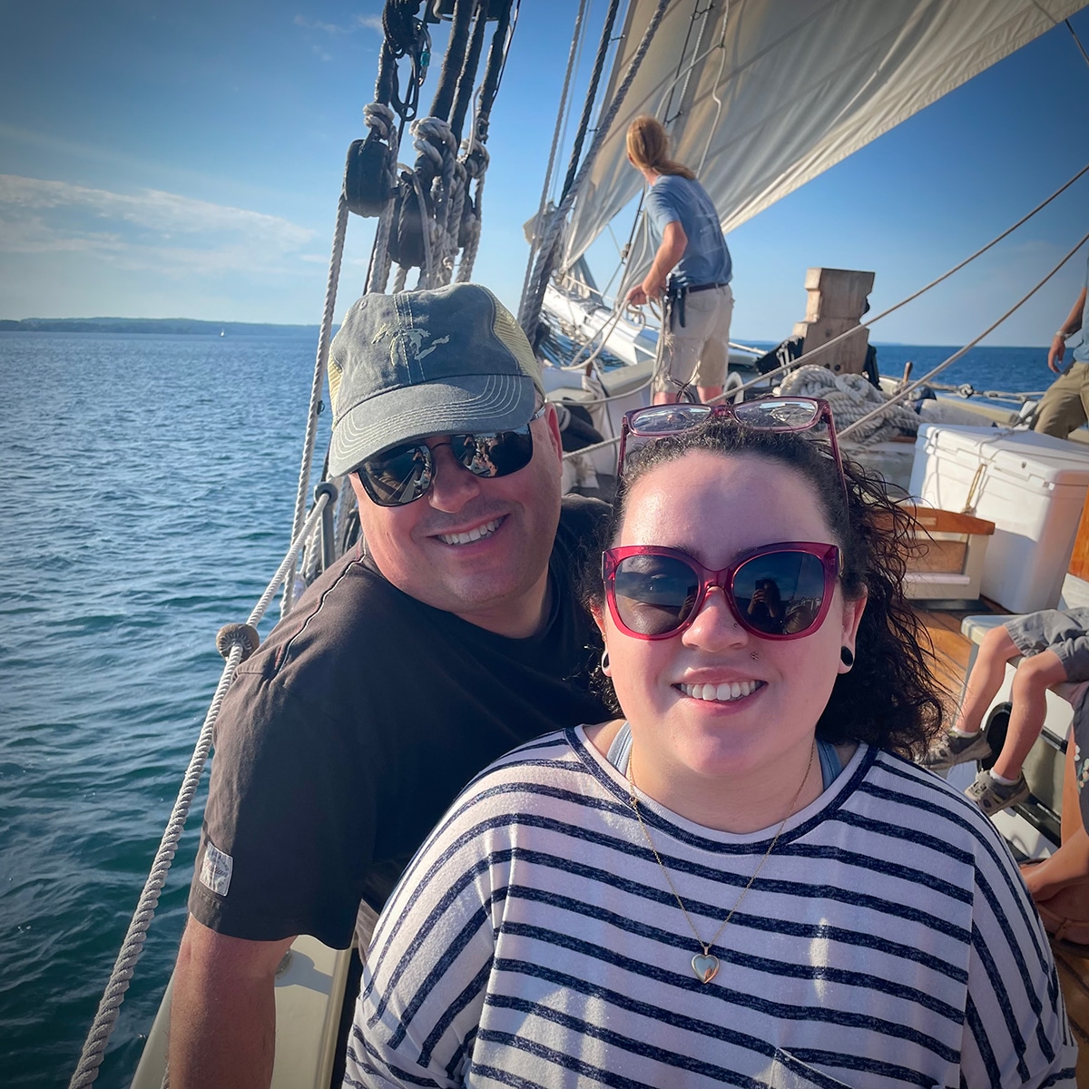 Steve and our daughter Kate abroad the Tall Ship Manitou sailing in Traverse Bay, Michigan.