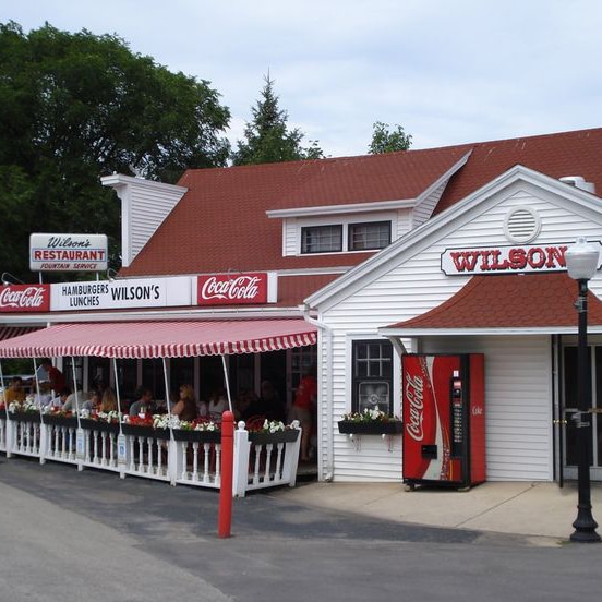 The outside of Wilson's Ice Cream Parlor and Restaurant in Ephraim, Door County.