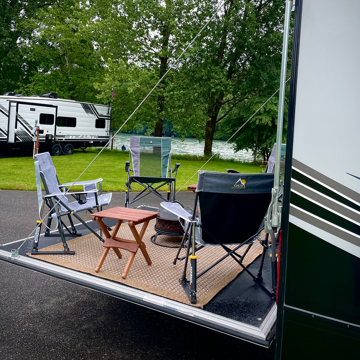 Our campsite at Howard Miller Steelhead Park in Washington.