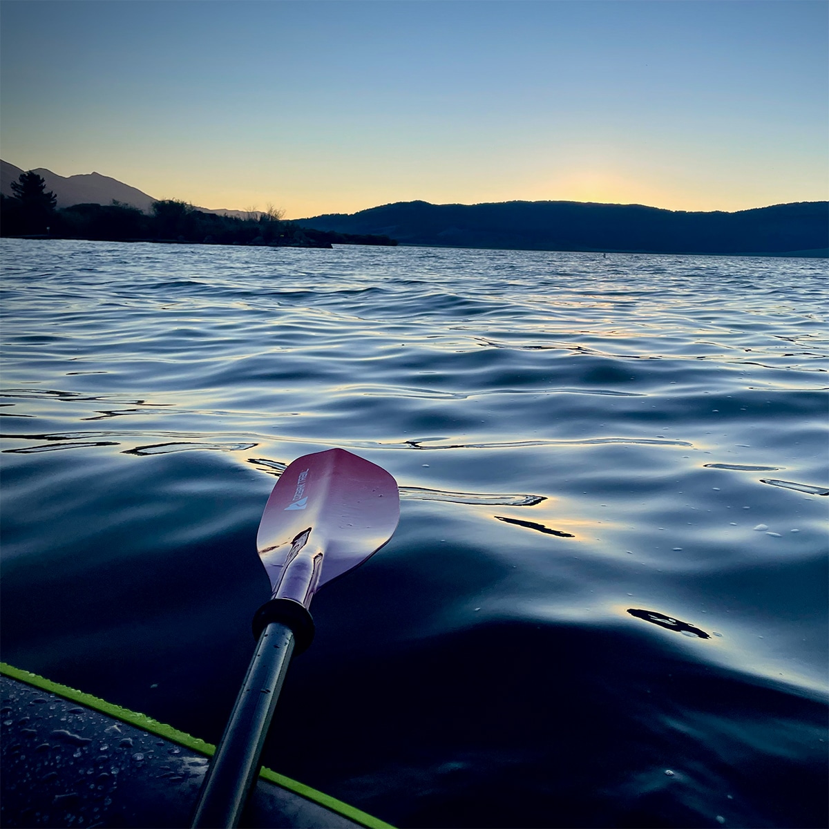 Kayaking in Henry's Lake at sunset.