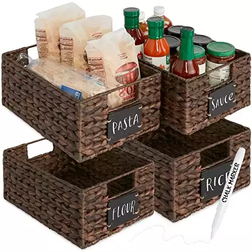Set of 4 Pantry Baskets with Chalkboard Label